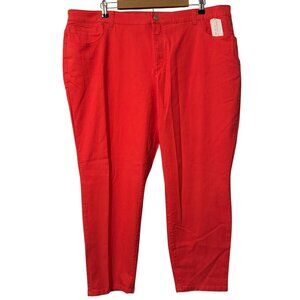 Cj Banks Signature Slimming Classic Fit Ankle Pants 22W Average Red Cotton Blend